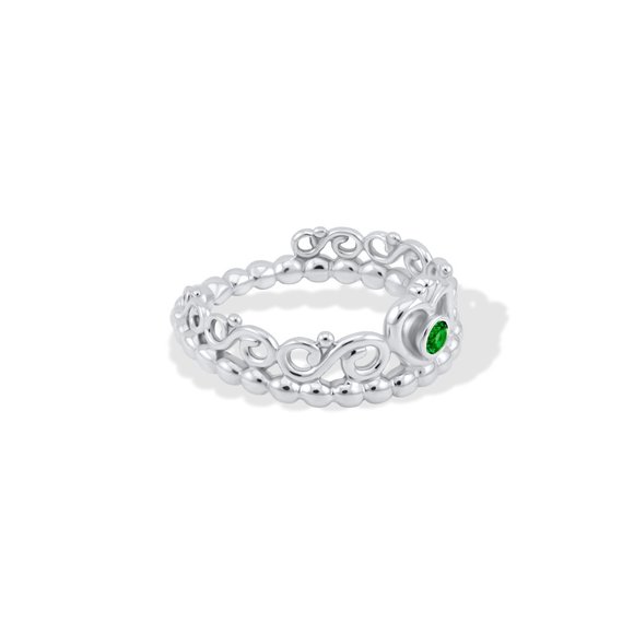 Crown Shaped Ring With Tsavorite Garnet In Sterling Silver 925 - Picture 6 of 6